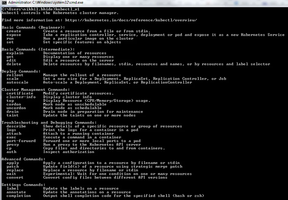 لیست دستورات kubernetes