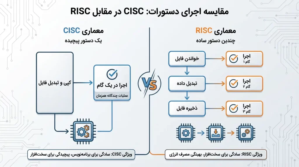 مقایسه اجرای دستورات Cisc در برابر RISC